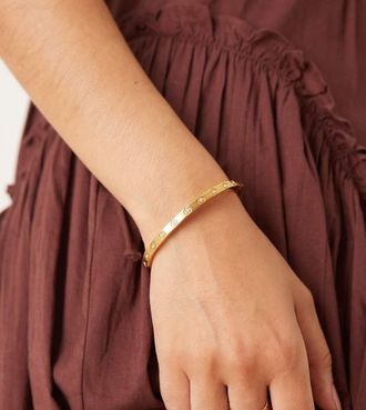 Abbott Lyon Bracciale rigido in acciaio inossidabile resistente allacqua placcato oro 18 k con cuori e cristalli