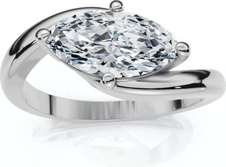 Pompeii3 1Ct Marquise Diamond Solitaire Curve East To West Ring Gold Lab Grown Gold