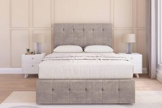 Sloomy Cambridge Plush Divan Set 2 Drawers - 54 Headboard-12 Footboard in Stone | Size: Small Double