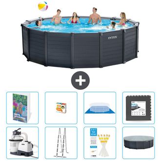 Intex Piscina Graphite Panel Redonda - 478x124 Cm - 9-piezas S525