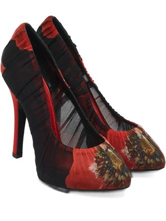 Dolce & Gabbana 125mm floral-print pumps - Black