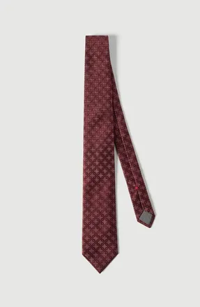 Brunello Cucinelli Silk tie with geometric floral pattern in Burgundy at Nordstrom