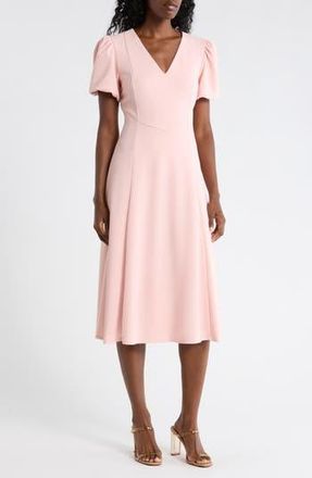 DKNY Bubble Sleeve Fit & Flare Dress in Powder Pink at Nordstrom Rack, Size 12