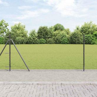 vidaXL Vidaxl - Reja Con Postes Gris 1 X 100 M Acero Recubierto De Pvc
