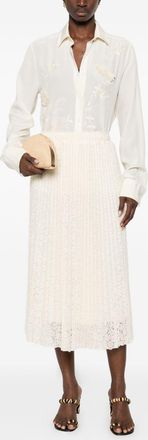 Ermanno Scervino Womens Embroidered Long Skirt - Cream - Size EU 36 (Womens)