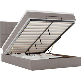 vidaXL Estructura De Cama Otomana Colch&oacute;n Tela Gris Pardo 140x190cm Vidaxl