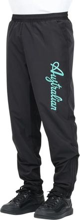 Australian Footware Sportieve Zwarte Geborduurde Herenbroek - Heren - Sweatpants - Zwart - S - Polyester - Broeken