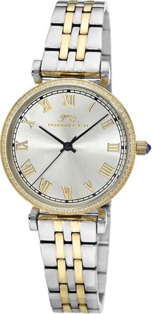 Porsamo Bleu Womens Emma Stainless Steel Two Tone with Silver Sunray Dial Watch 1411DEMS