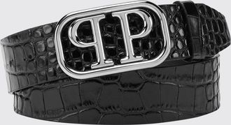 Philipp Plein Cintura in pelle di vitello stampa cocco con fibbia monogramma