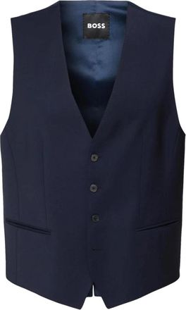 HUGO BOSS Gilet Regular Fit in Elastische Scheerwol - Heren - Gillet - Blauw - 2XL - Wol - Kostuums