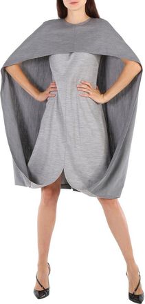 Burberry Cloud Grey Wool-blend Cape Detail Dress, Brand Size 6 (US Size 4)
