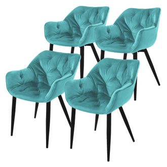 ML Design Ml-design Set 4x Poltroncine Per Sala Da Pranzo In Velluto Petrolio Imbottite Con Schienale Ergonomiche E Braccioli Poltrona Piccola Da Cucina Sedia P