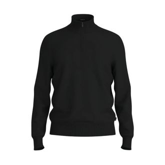 HUGO BOSS Truien & Vesten, Heren, Zwart, XL, Wol, Merino-wollen trui met ritskraag