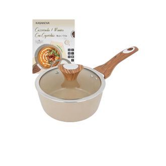 KASANOVA Casseruola un manico 18 cm coperchio taupe New Ceramic