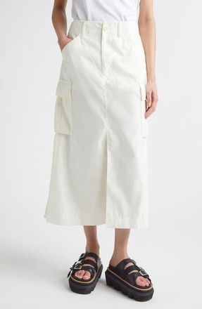 sacai Insulated Nylon Twill & Satin Cargo Skirt in Off White at Nordstrom, Size 3