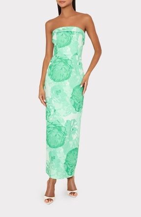 Milly Ella Jacquard Strapless Gown in Green Multi at Nordstrom, Size 10