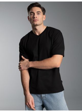 Trigema T-Shirt TRIGEMA TRIGEMA V-Shirt DELUXE Baumwolle, Herren, Gr. 4XL, schwarz, 100% Baumwolle, Basic, Shirts T-Shirt