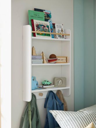 Vertbaudet Kinderzimmer B&uuml;cherregal mit Garderobe KONFETTI wei&szlig;