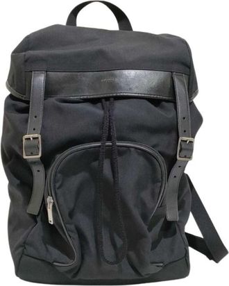 Saint Laurent Black Canvas Leather Backpack (Pre-Owned)