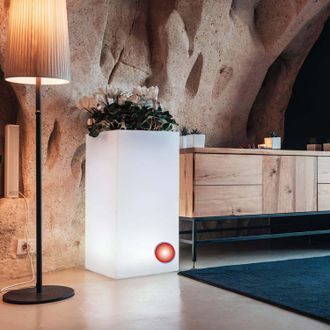 Monacis Idralite - Maceta Cuadrada Luminosa 40x40 H 80 Mod. Cube Led Luz Roja