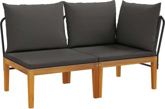 vidaXL 2 Uds. Conjunto De Jard&iacute;n Con Cojines Natural Vidaxl