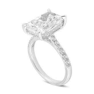 LuvMyJewelry Bayan 14K White Gold Radiant Cut Lab Grown Diamond Hidden Halo Engagement Ring - 5.5 Ct at Nordstrom, Size 6.5
