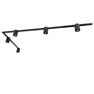 QAZQA Qazqa Moderno Sistema De Riel Moderno Monof&aacute;sico Con 5 Focos Negros - Rondoo Up Acero /aluminio Alargada Adecuado Para Led Max. 5 X 10 Watt