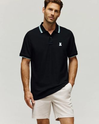 Psycho Bunny Mens Tavian Pique Polo 001 BLACK / XXXL
