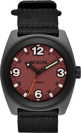 Nixon Clutch Webbing Strap Watch, 42mm in Matte Gunmetal /Hot Sauce at Nordstrom