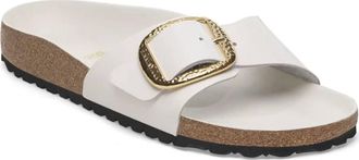 Birkenstock Womens Madrid Big Buckle Sandals In High Shine Antique White