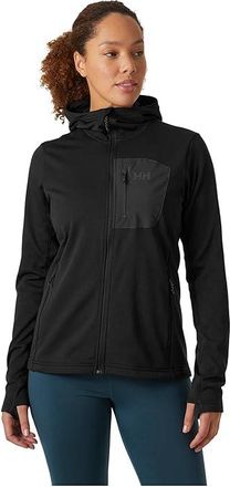 Helly Hansen Fleece Hooded Jacket Womens Sweater Black : MD, Elastane/Polyester