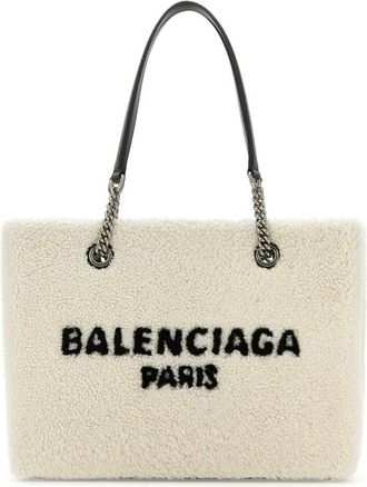 Balenciaga White Shearling Duty Free M Handbag