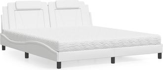 vidaXL Vidaxl - Cama Con Colch&oacute;n Cuero Sint&eacute;tico Blanco 180x200 Cm