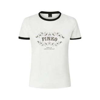 Pinko T-Shirts, female, White, Size: XS Logo-print T-shirt