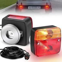 OEM Paquete De 2 (un Par) Luces Traseras Magn&eacute;ticas Para Remolque, Luces Incandescentes De 12 V Para Remolque Con 7 Pines Y Cable De 7,5 M, Luces Traseras
