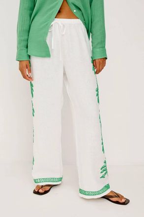 Rails Emmie Wide-Leg Pants In Emerald Palms Embroidery