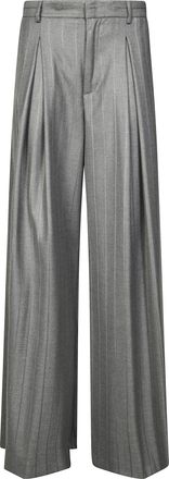 Andamane Wide-Leg Palazzo Pants with Vertical Pinstripes