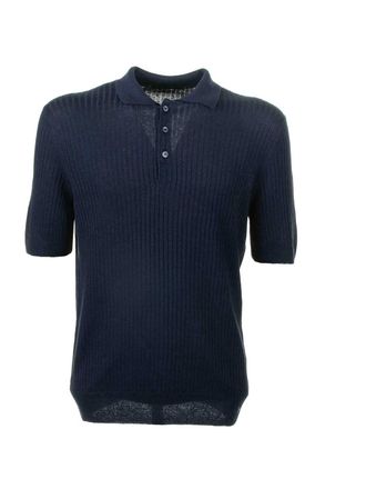 Tagliatore Navy Blue Short Sleeve Polo Shirt
