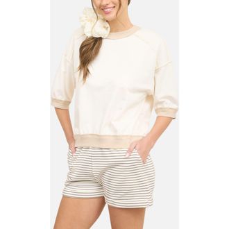 J.O.A. Cotton Blend Knit Top in Cream at Nordstrom, Size Medium