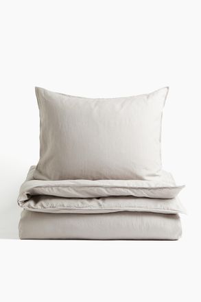 H&M Bettw&auml;sche aus Leinenmix f&uuml;r Einzelbett - Taupe