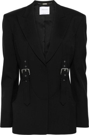 Blumarine buckle-detailed blazer - women - Polyester/Virgin Wool/Viscose/Polyester - 46 - Black