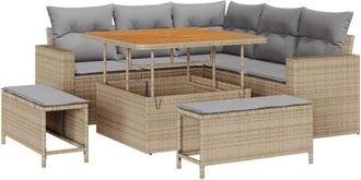 vidaXL Conjunto De Sof&aacute; De Jard&iacute;n Con Coj&iacute;n 8 Pcs Beige Y Gris Claro Vidaxl