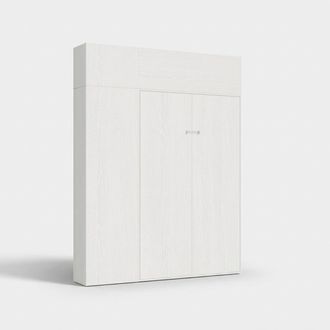 Itamoby Cama Abatible Francesa Con Columna Y Estantes Blancos Kentaro