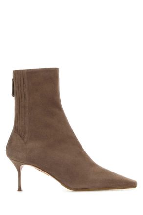 Aquazzura Dove Grey Suede Saint Honor Ankle Boots