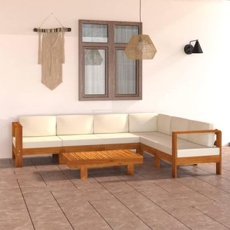vidaXL Vidaxl - Conjunto De Jard&iacute;n 7 Piezas Con Cojines 100x60 Cm Madera De Acacia