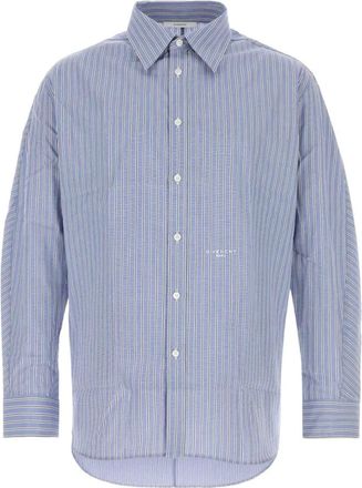 Givenchy Overhemden, Heren, Blauw, M, Katoen, Gestreept Poplin Shirt