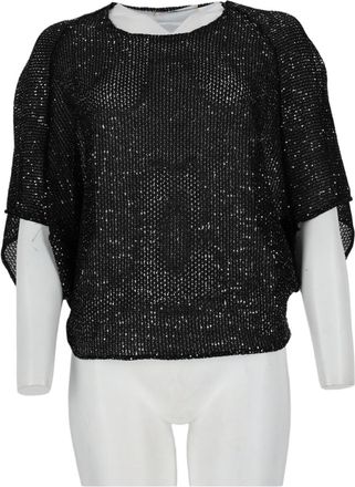 Circus Hotel Textured Black Knit Sweater With Loose Boxy Fit