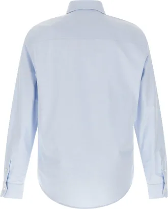 Ami Oxford Cotton with Logo Embroidery Shirt - Light Blue