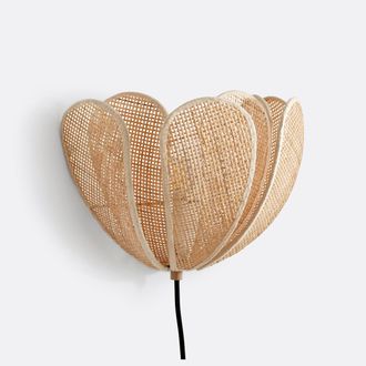 La Redoute Interieurs Dubbel bloemblad wandlamp in rotan, Lola