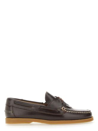 Hereu Brown Calf Leather Boat Moccasins
